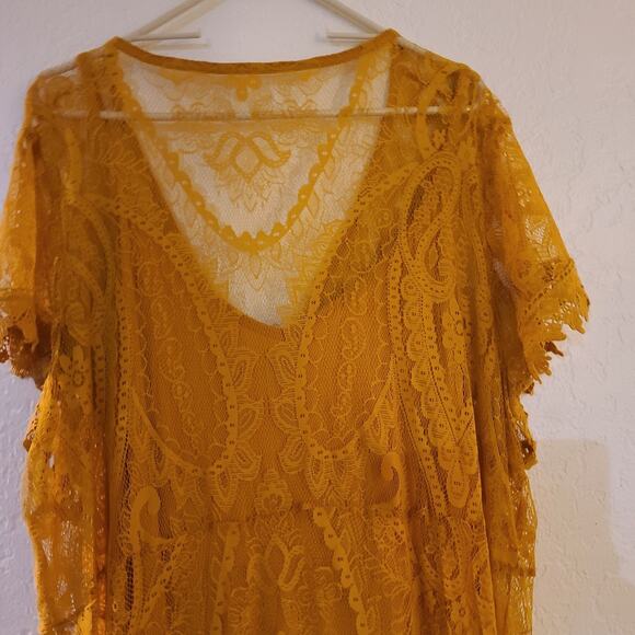 Torrid Size 4 (26) Plus Size Yellow GoldMaxi Lace Button-Front Dress - Picture 7 of 9